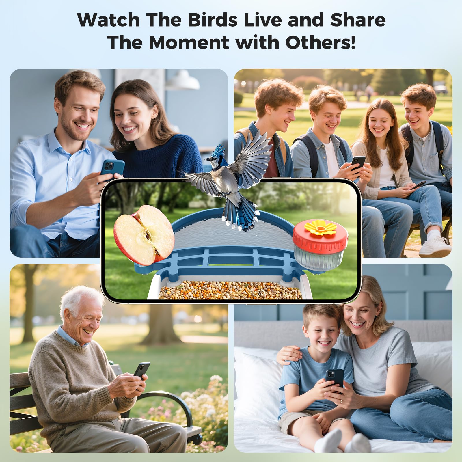 Allweviee birdfeeder IP65 weatherproof construction withstands rain and wind.