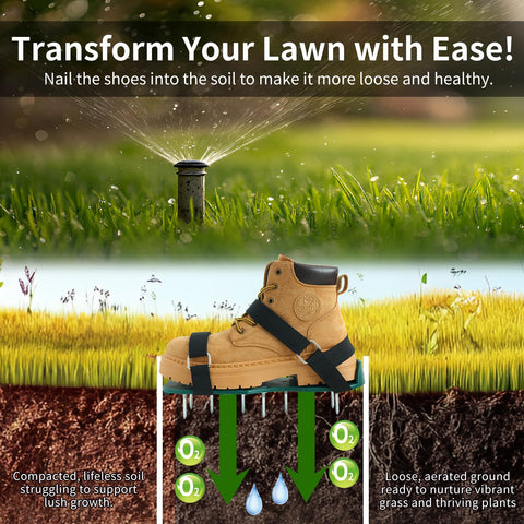 Alocre lawn aerator shoes showing adjustable straps for a secure fit.