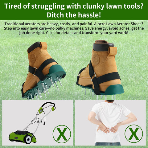 Alocre lawn aerator shoes all-in-one solution saves time and effort.