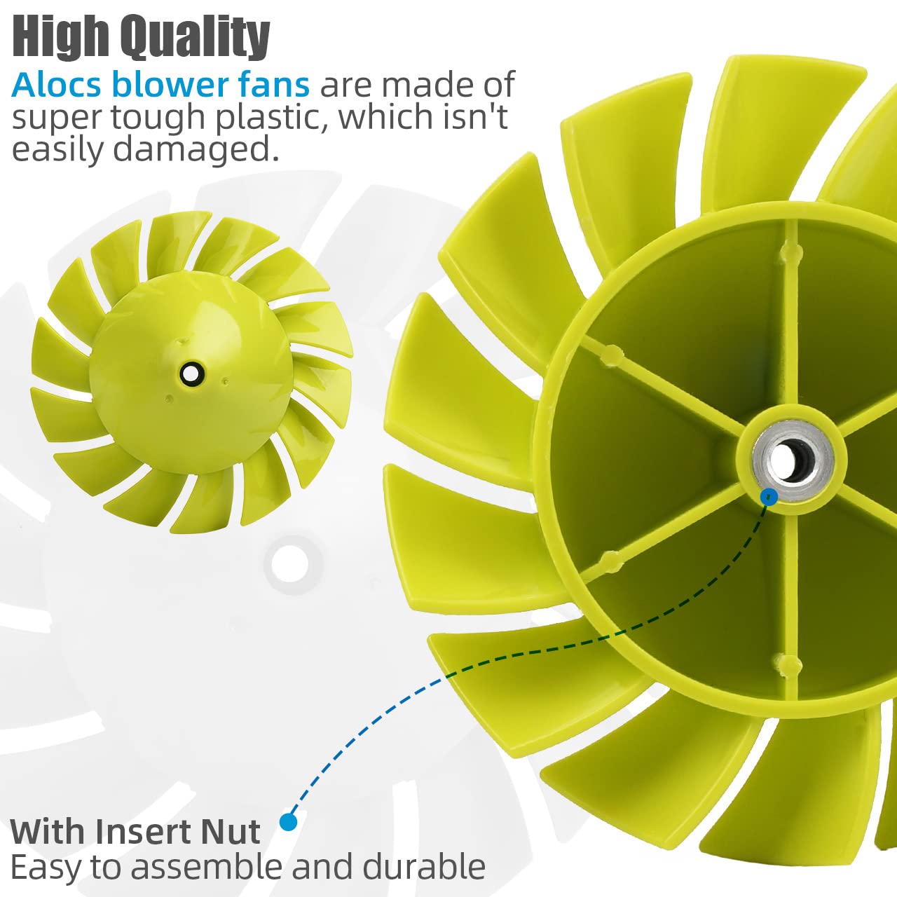 Alocs blower fan replacement for Ryobi P21081—restores power and balanced performance.