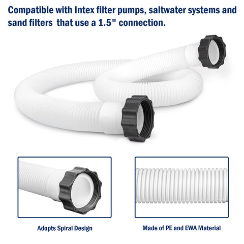 Alocs flexible 1.5-inch pool hose for Intex and Coleman, fits 59-inch length.