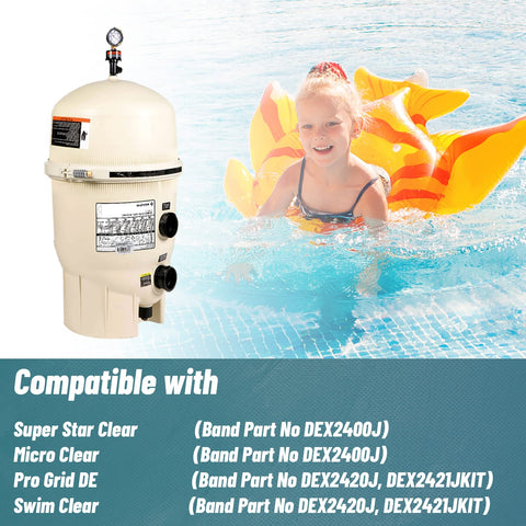 Alocs Hayward clamp part compatibility shot, highlighting broad pool system compatibility.
