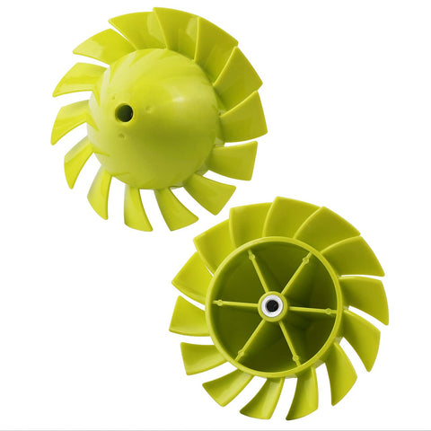 Packaging includes two blower blades for ready-to-use replacement by Alocs.