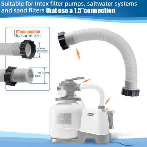 Alocs 1.5-inch diameter pool filter hose offers easy replacement for sand or saltwater systems.