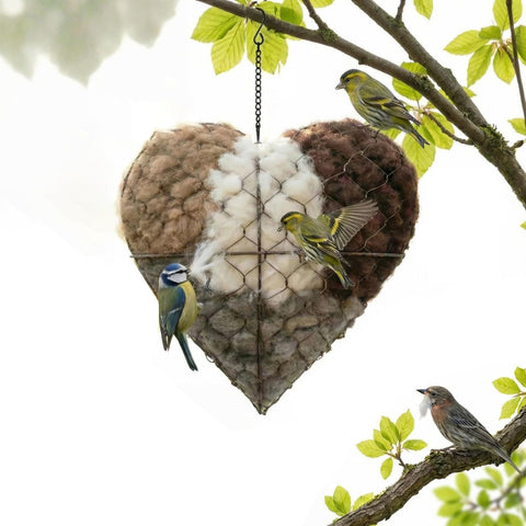 Alpaca Bird Nesting Heart in the garden invites wild birds to nest safely