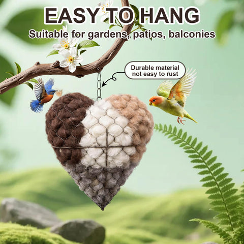 Outdoor-ready alpaca nesting heart with weather-resistant design for garden use.