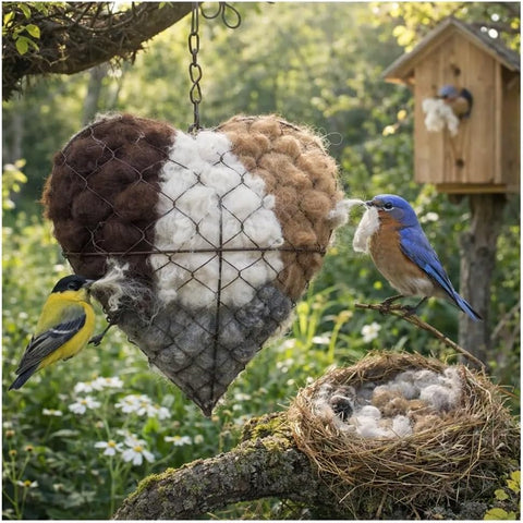Alpaca fiber nest heart hanging-hook demonstrates easy outdoor installation