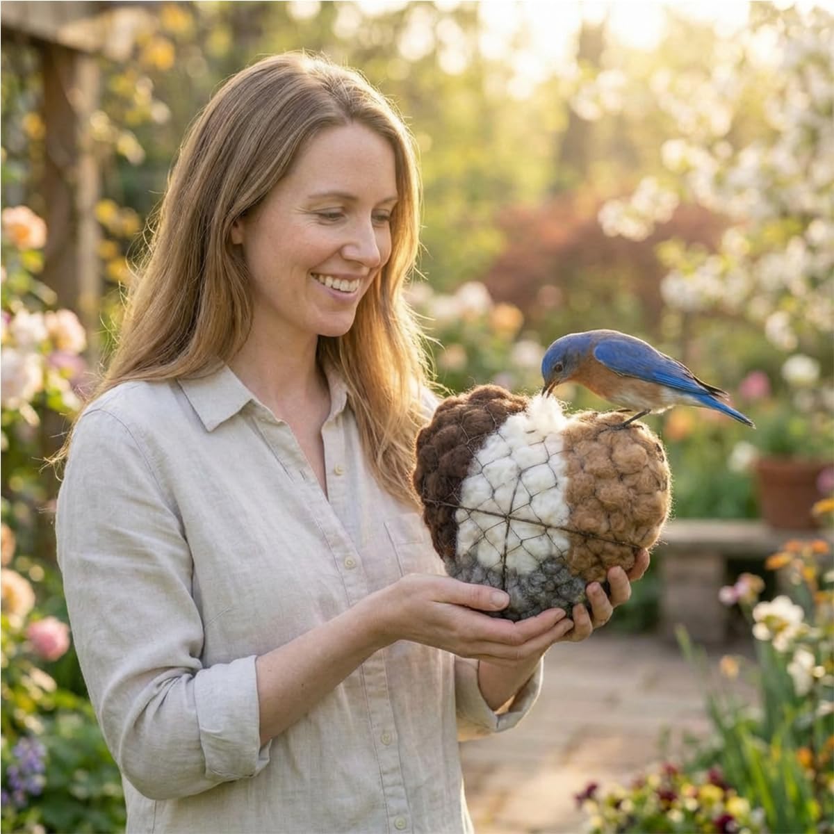 Alpaca Heart-Shaped Bird Nest Front looks charming as garden décor