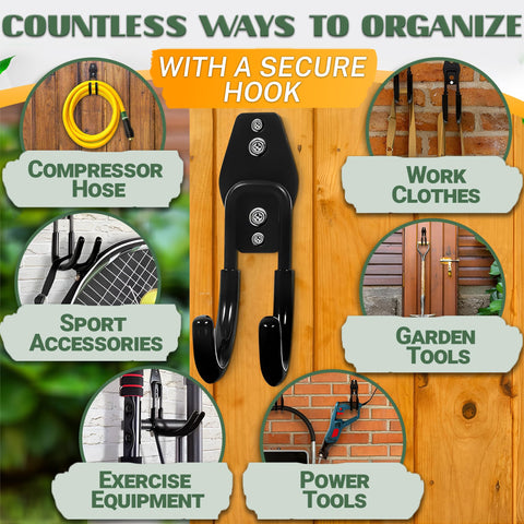 ALPENKOK Hose Hook Wall Mount demonstrates 66 lbs capacity for heavy hoses.