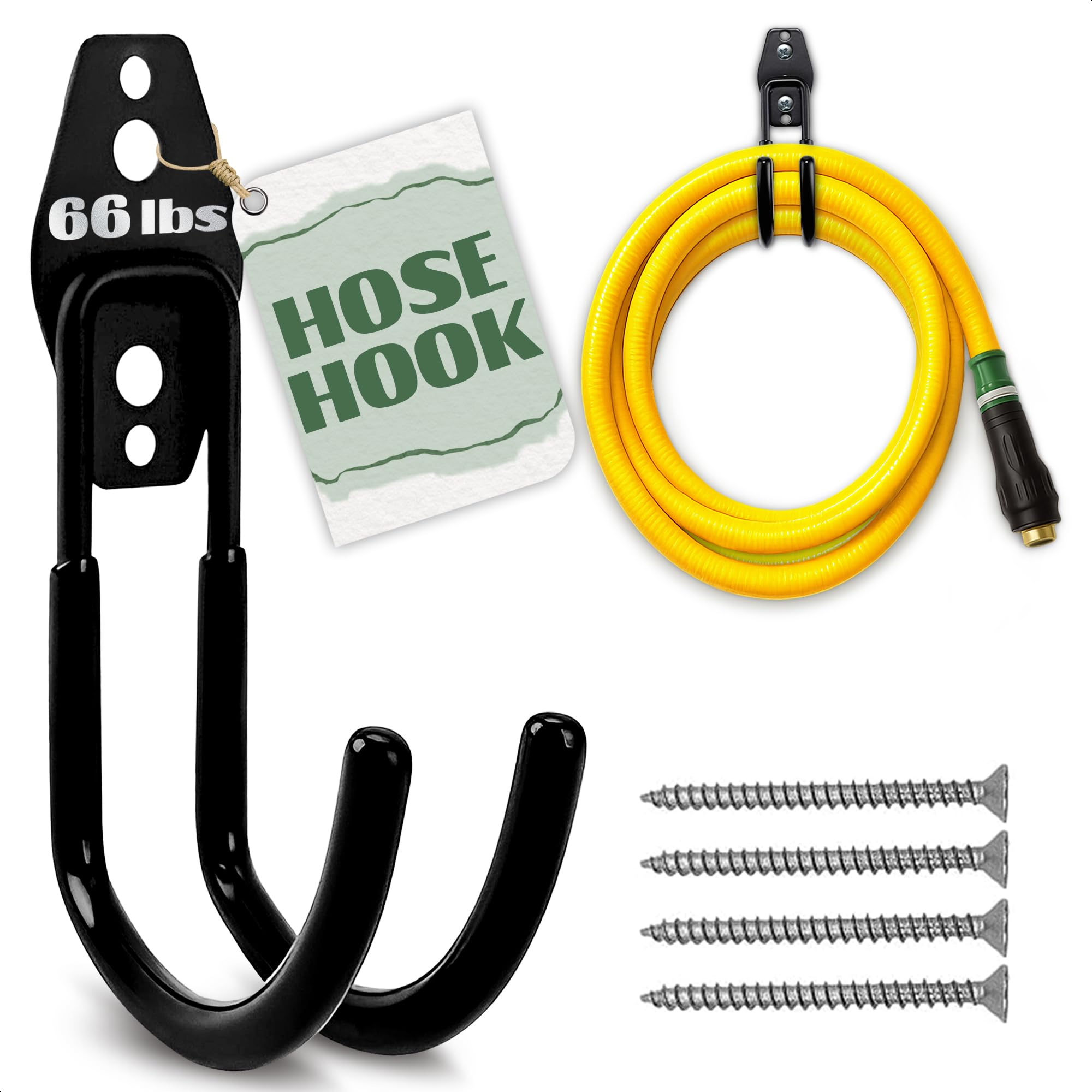 ALPENKOK Hose Hook Wall Mount front view shows sturdy rust-resistant steel for outdoor use.