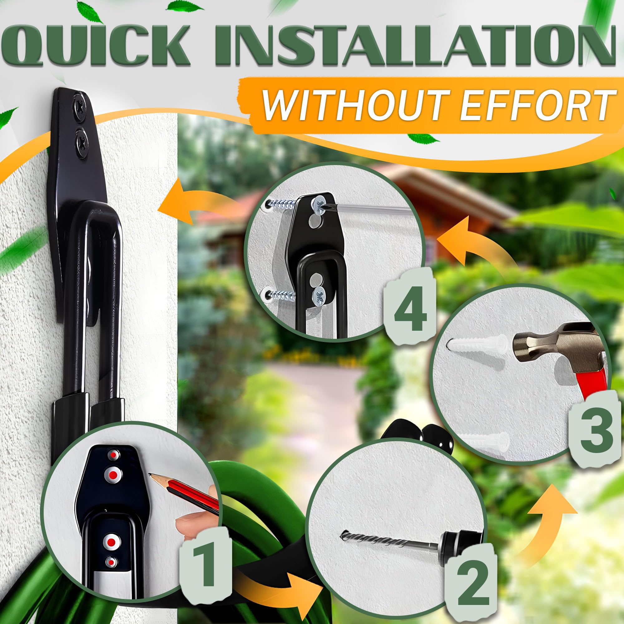ALPENKOK Hose Hook Wall Mount mounted on wall with hoses organized.
