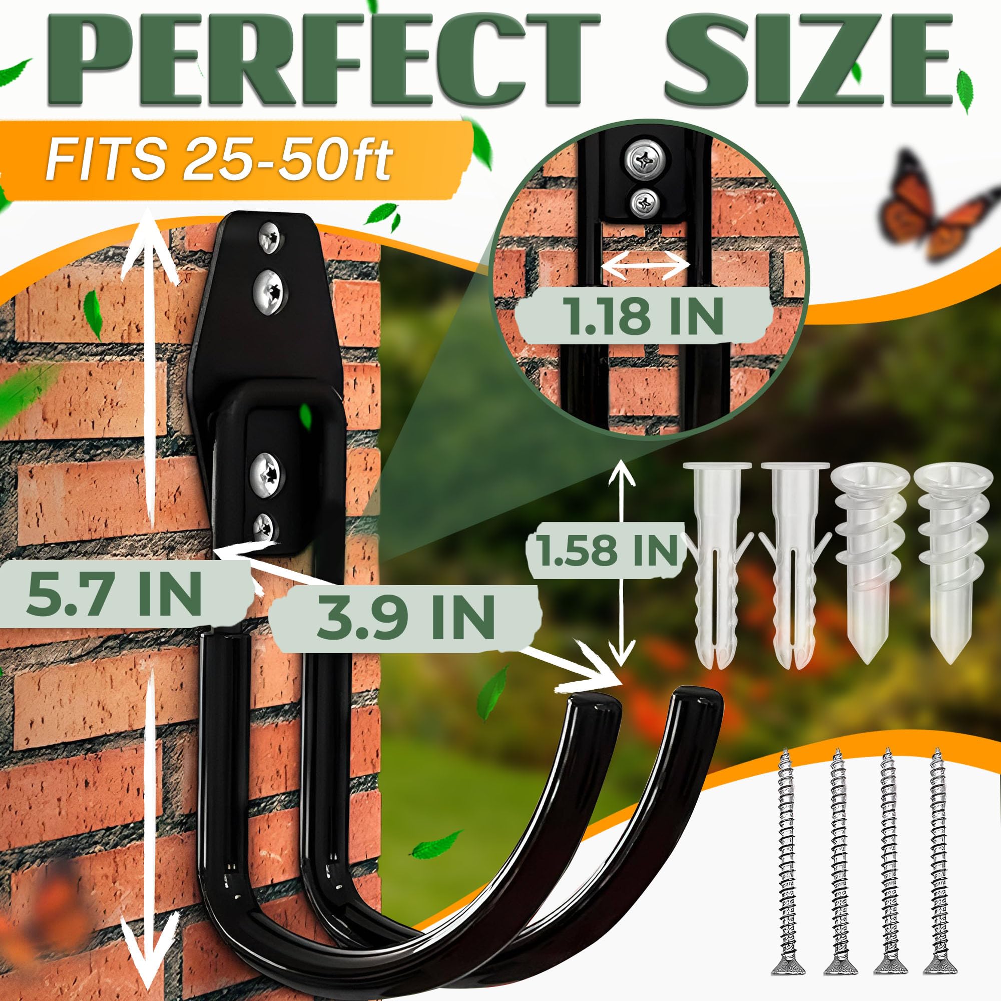 ALPENKOK Hose Hook Wall Mount side view highlights secure wall attachment for daily tasks.