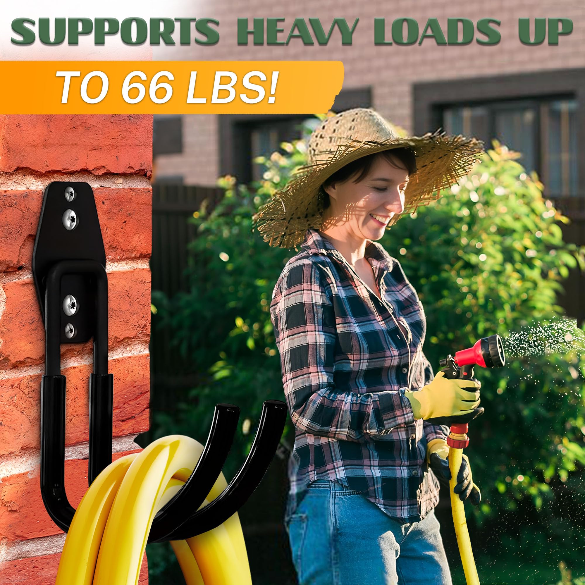 ALPENKOK Hose Hook Wall Mount with hose fitted for easy access and tidy setup.