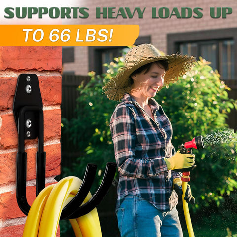 ALPENKOK Hose Hook Wall Mount with hose fitted for easy access and tidy setup.