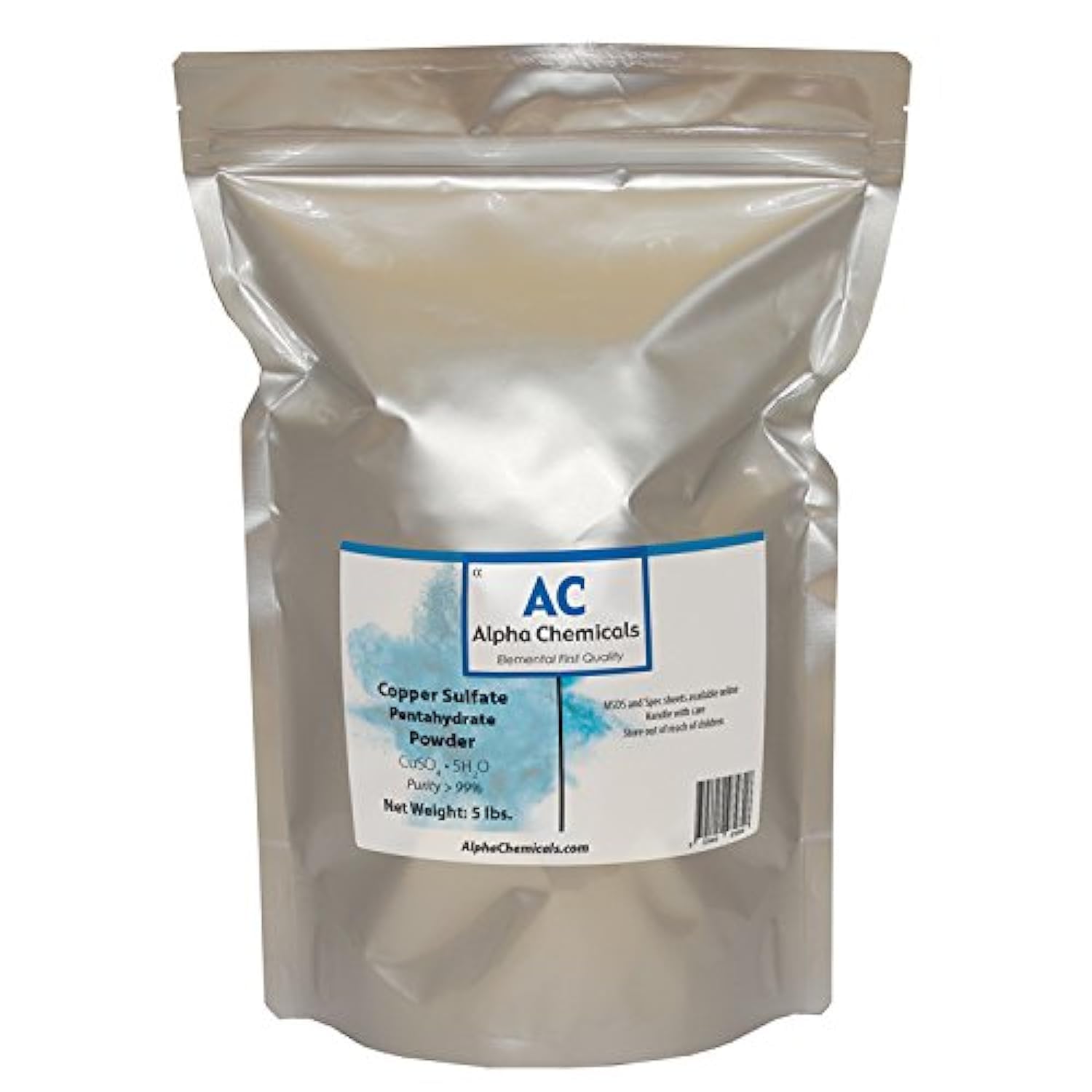 Alpha Chemicals Copper Sulfate Pentahydrate powder dissolves easily, great for crystal growing.