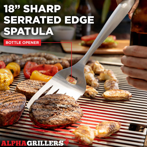 Alpha Grillers BBQ tools kit includes essential tools for outdoor grilling.