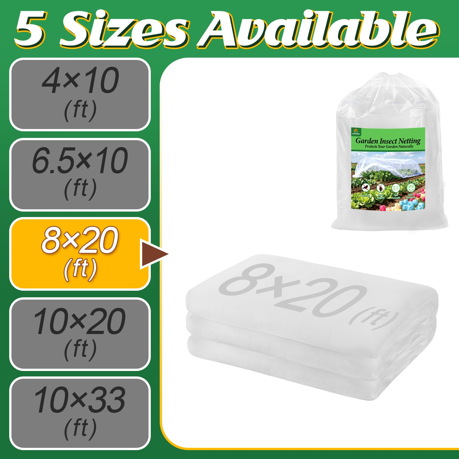Alphatool bird barrier netting blocks birds while remaining see-through.