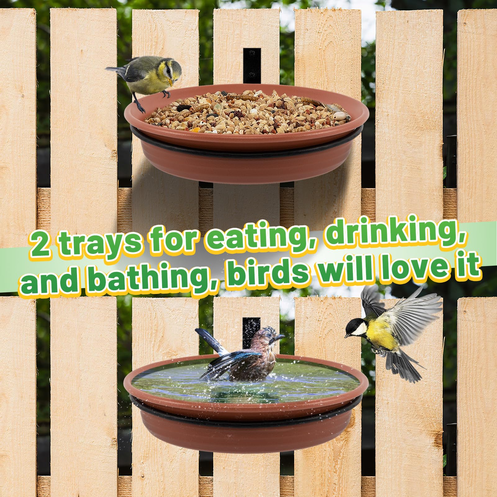 Alphatool easy-install bird feeder mounts on trees or fences.
