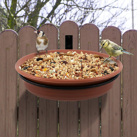 Alphatool fence bird feeder tray in brown for easy yard viewing