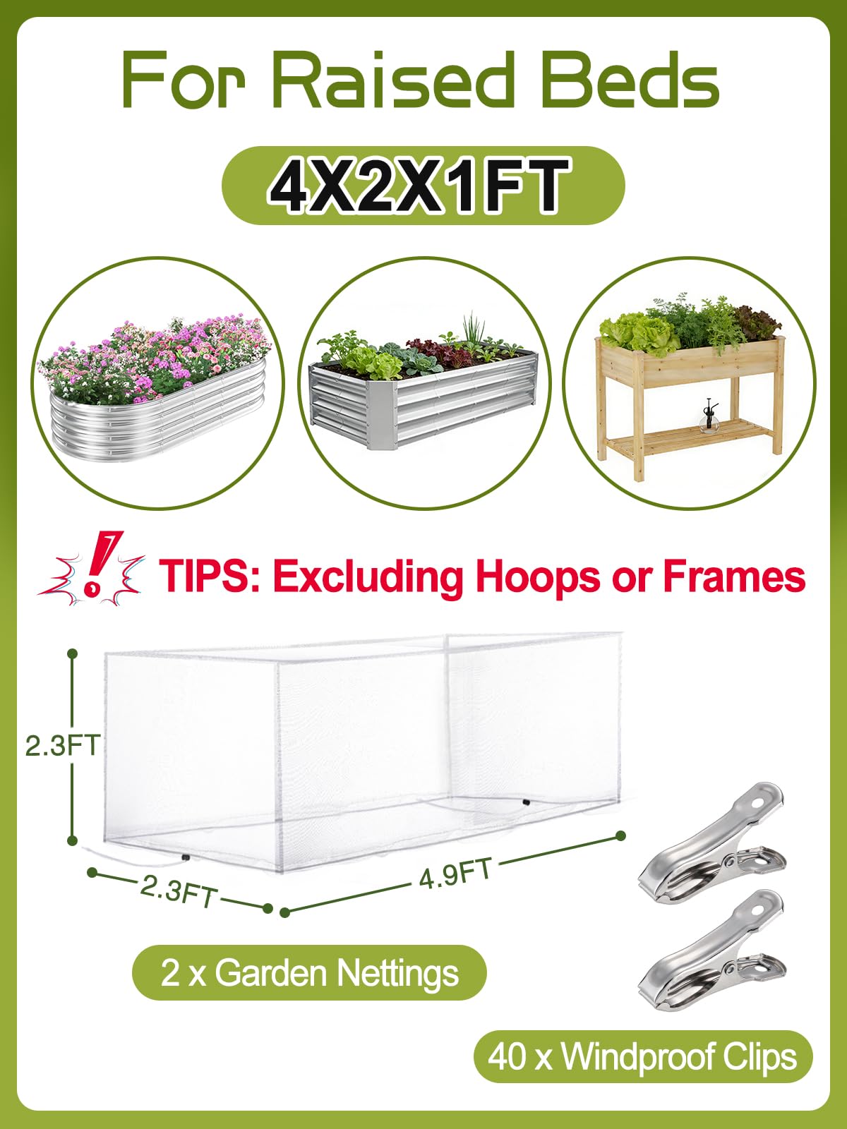 Alphatool lightweight polyethylene netting is durable for repeated growing seasons.