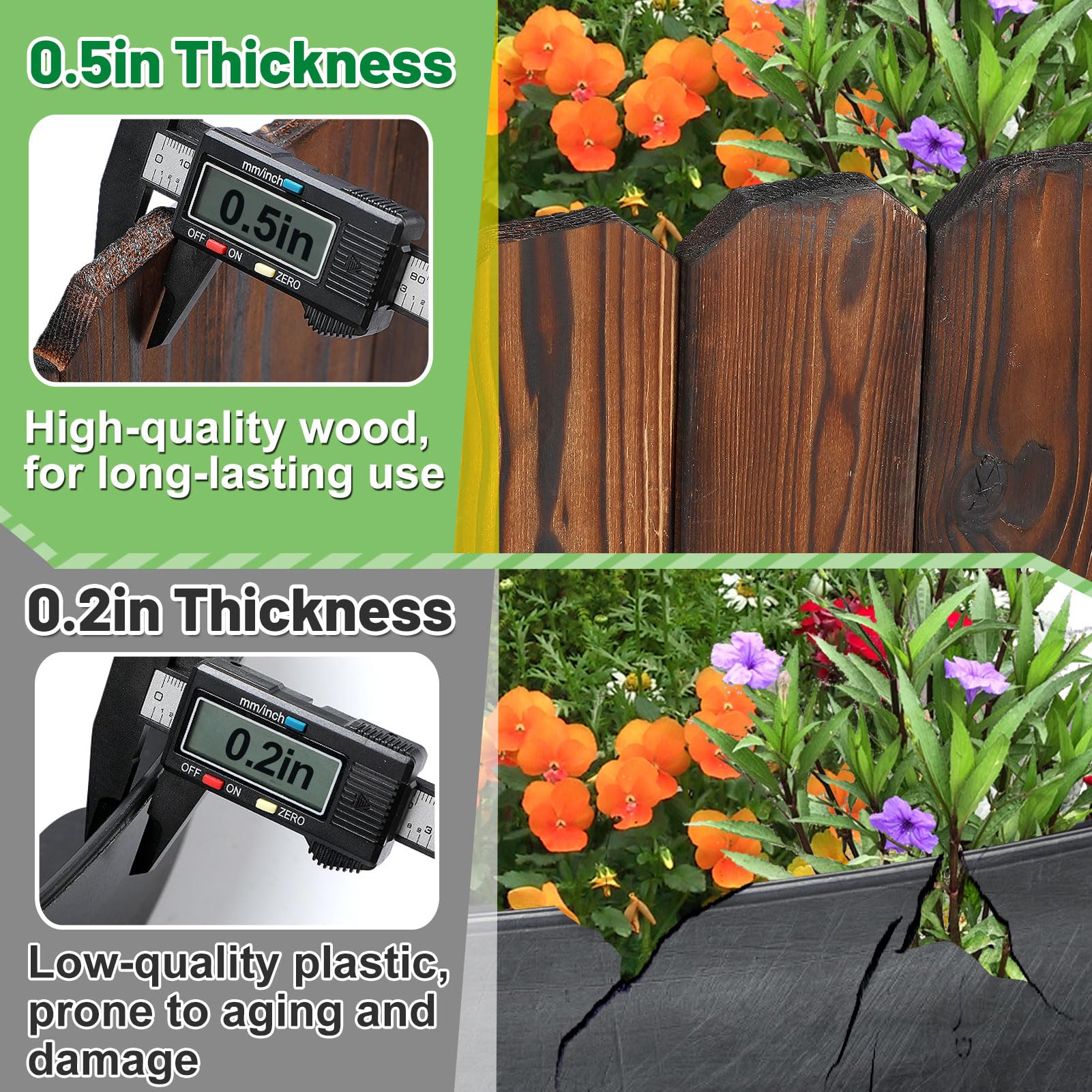 Alphatool rustic pine edging curved layout shows flexible border for curves.