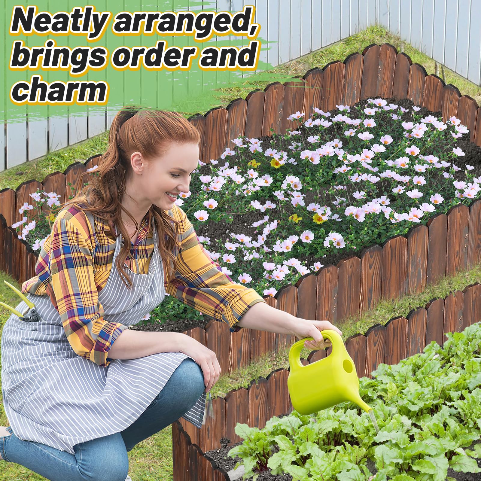 Alphatool rustic pine edging planter integration helps create clean plant borders.