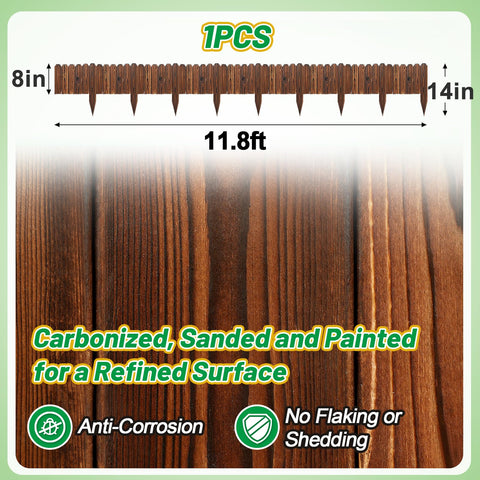 Alphatool rustic pine edging yard border showcases neat separation of lawn and flower beds.