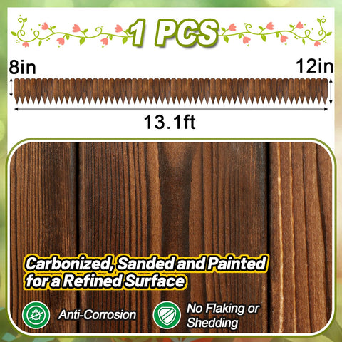 Alphatool Rustic Pine Garden Fence detachable panels for adjustable length