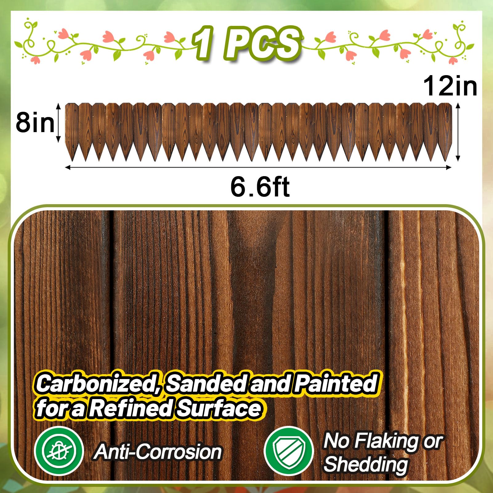 Alphatool rustic pine garden fence detachable panels for adjustable length
