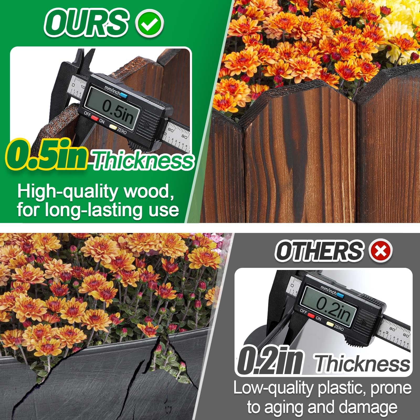 Alphatool Rustic Pine Garden Fence lawn-border use around flower beds and grass