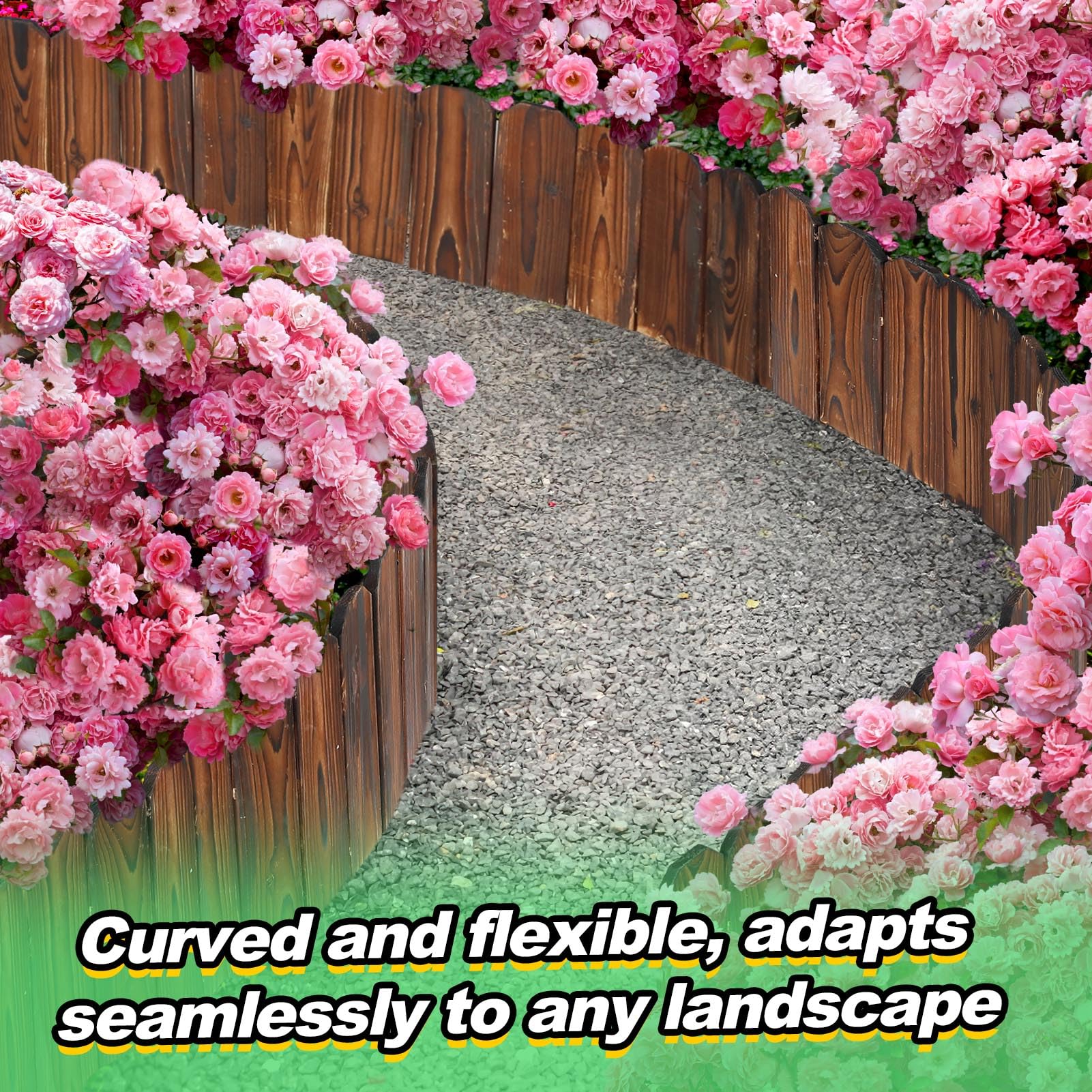 Alphatool rustic pine garden fence side view highlights durable weather resistance