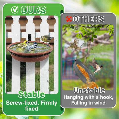 Alphatool tree-mounted bird bath tray ready for outdoor use