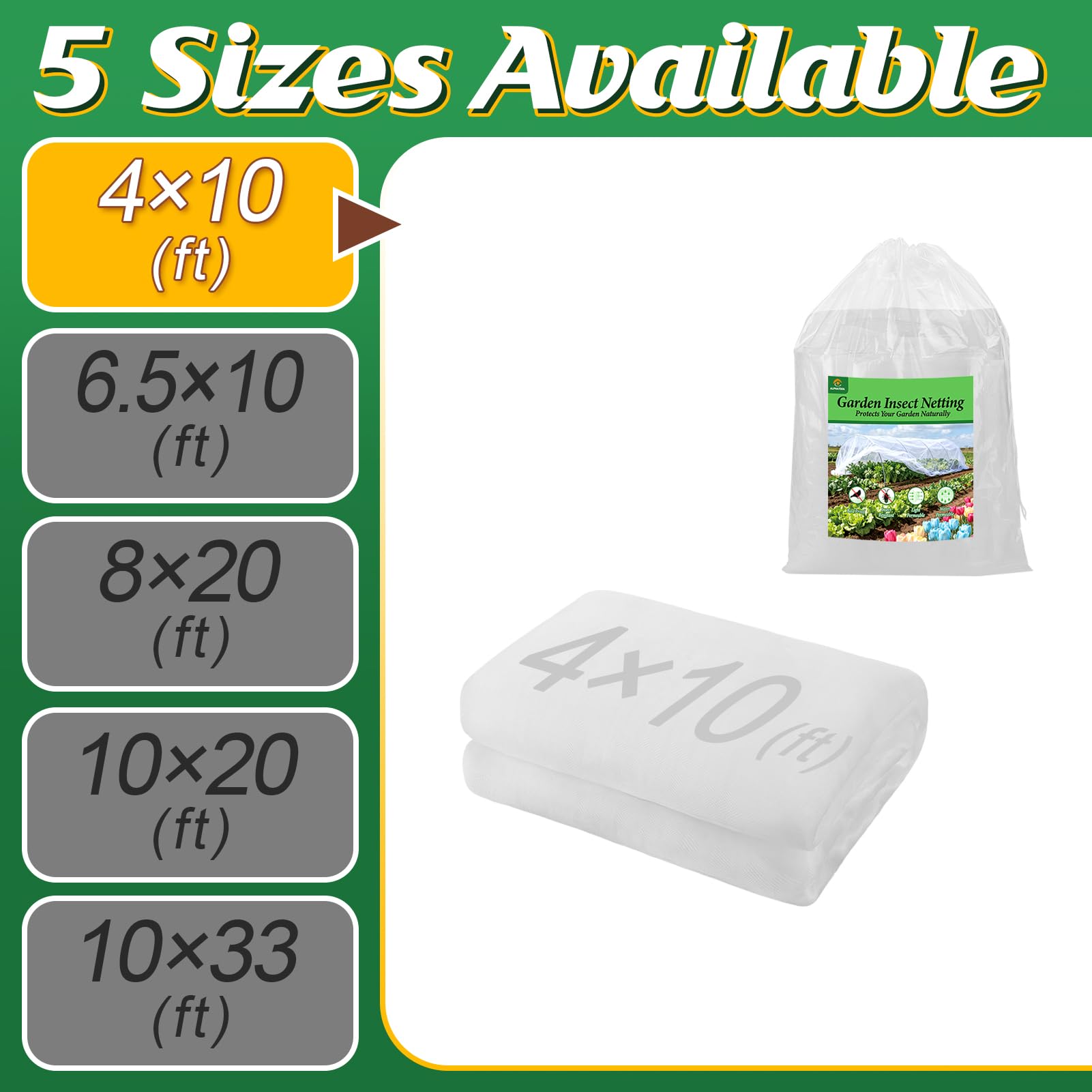 Alphatool 4x10ft netting for vegetable plots, greens, and shrubs in gardens.