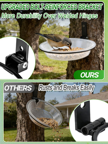 Alphatool bird feeder tray with metal ring for stable hanging.