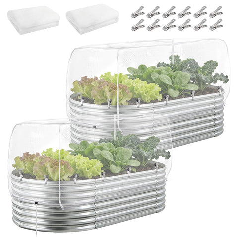 Alphatool windproof netting for 4ft beds protects vegetables from birds while letting light through.
