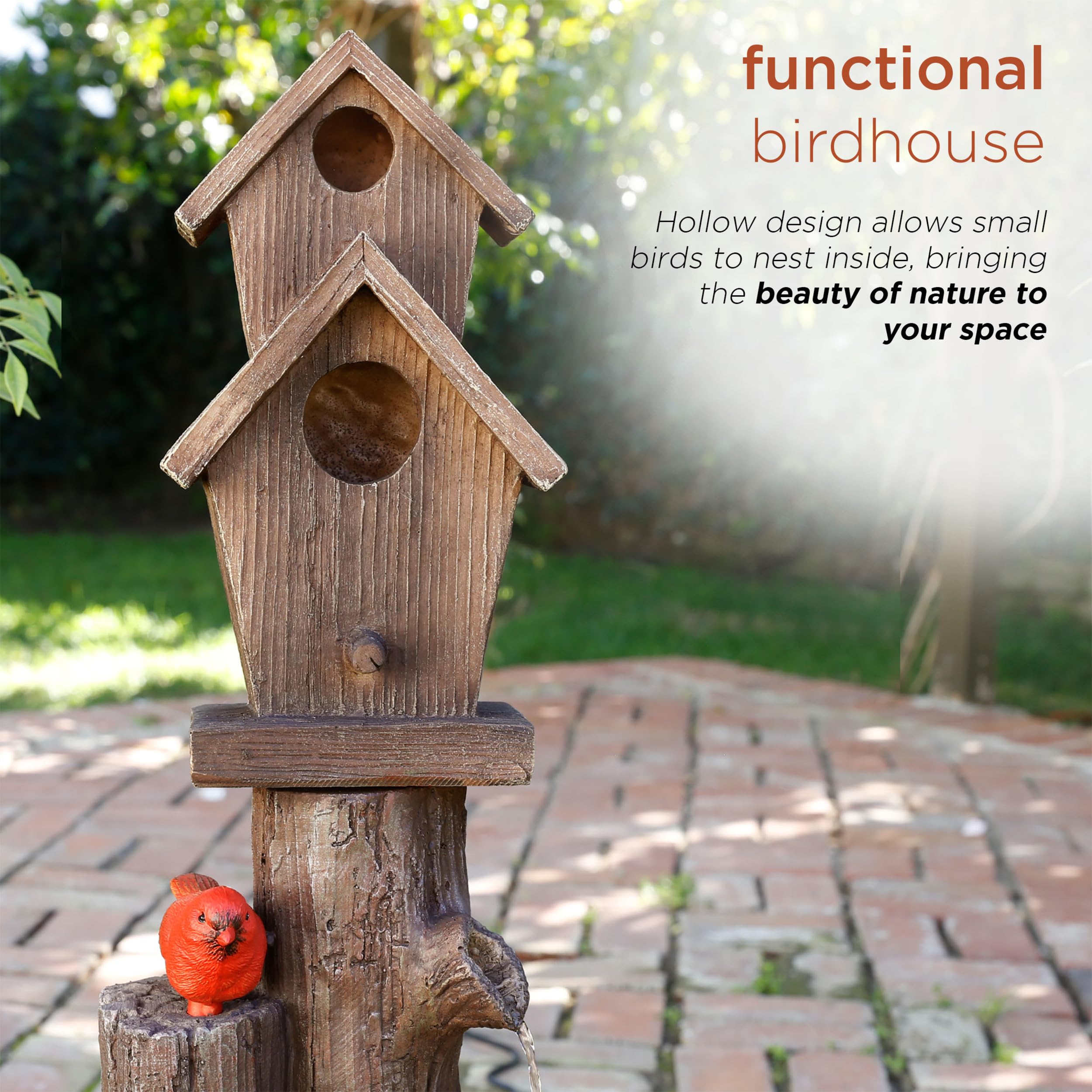 Alpine 35-inch tall garden fountain fits patios and gardens.