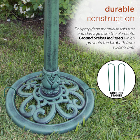 Soft aged-green finish suits patios and gardens.