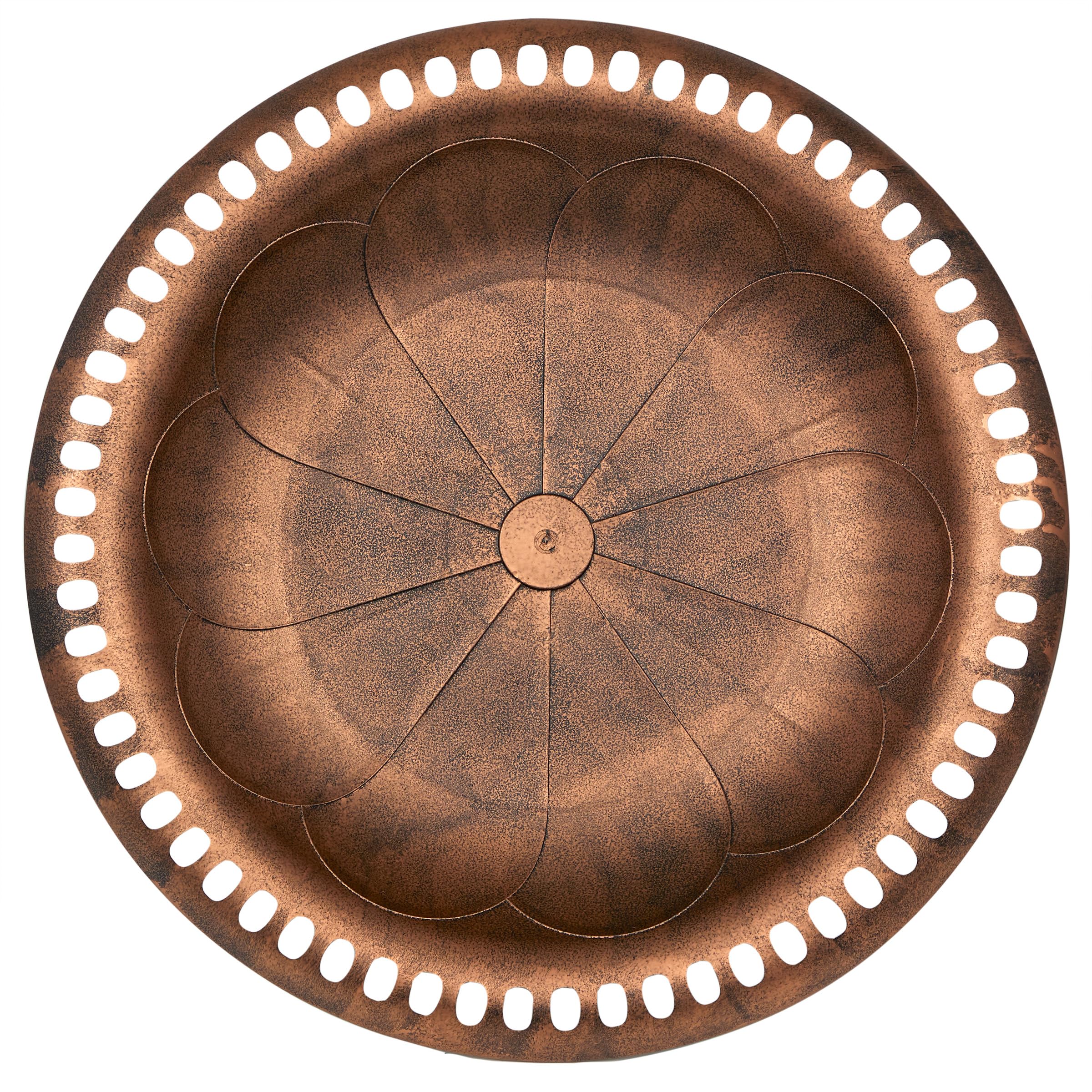 Antique bronze finish on Alpine birdbath complements any outdoor landscape.
