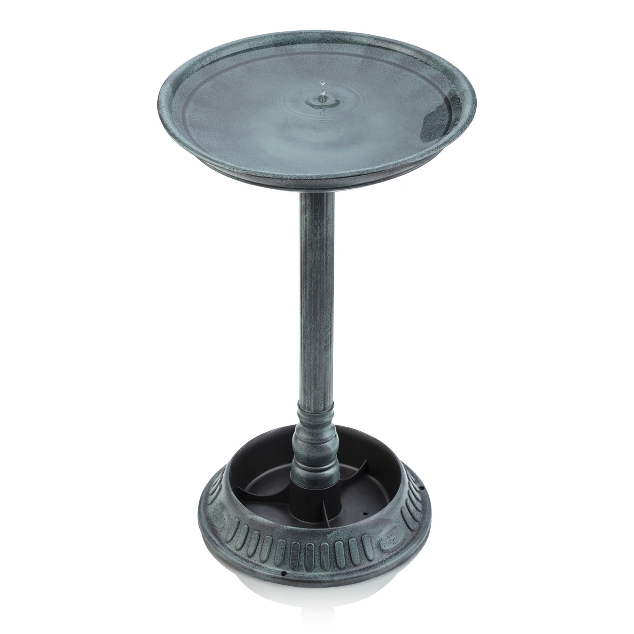 Alpine Corporation 25-inch birdbath front view inviting birds to drink