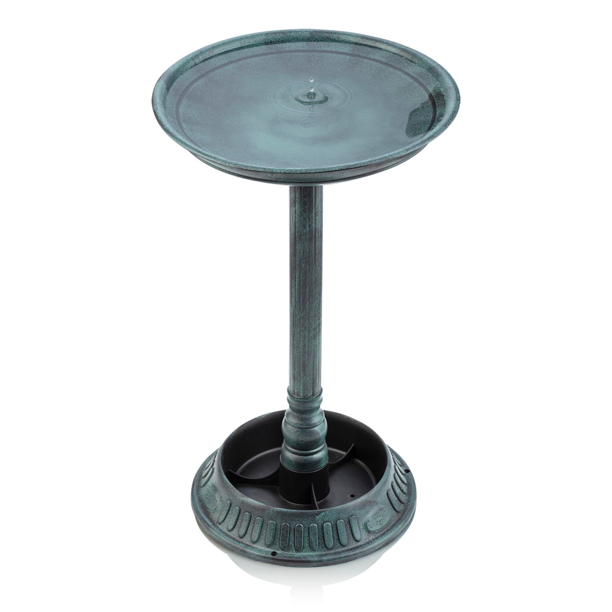 Alpine Corporation 25-inch birdbath front view inviting birds to drink