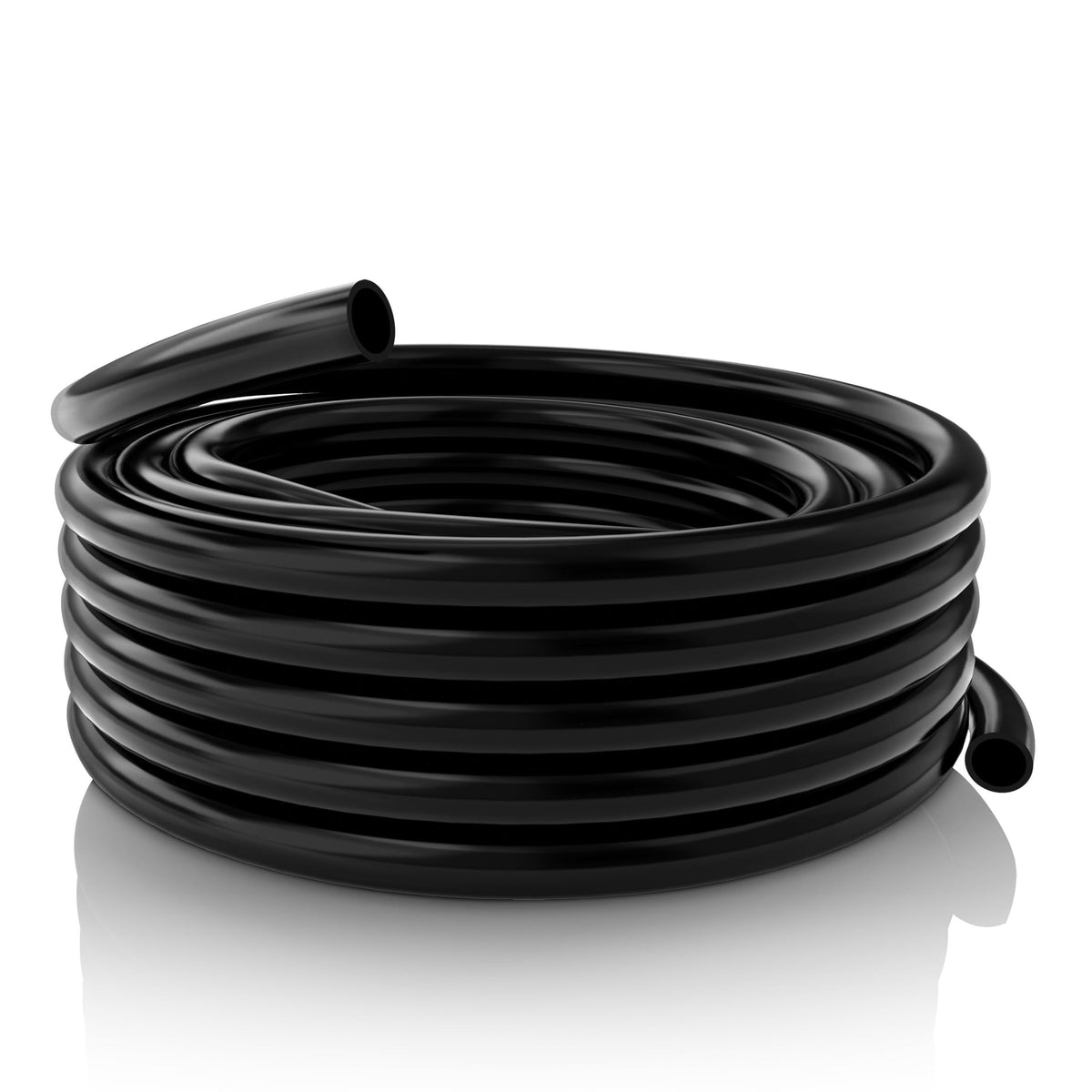 Alpine Corporation 3-8-id-100ft PVC tubing, coiled black, versatile for ponds and fountains.