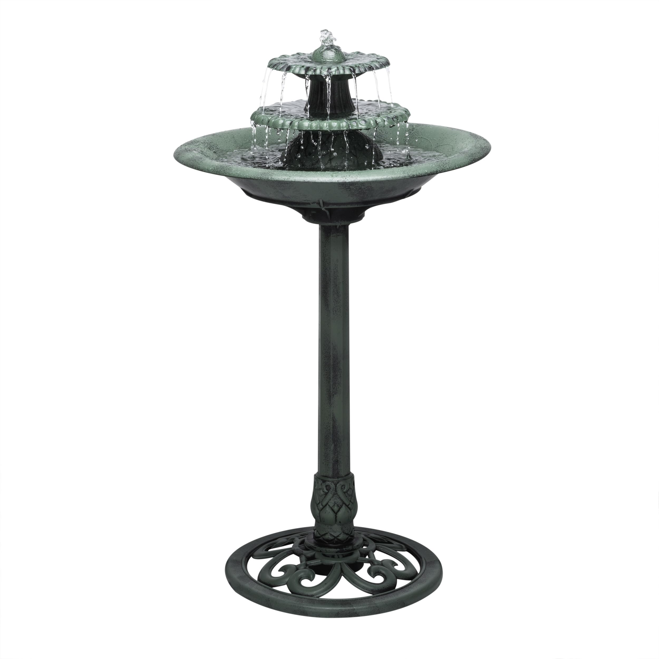 Alpine Corporation 35-tall 3-tier pedestal fountain, a durable outdoor water feature.