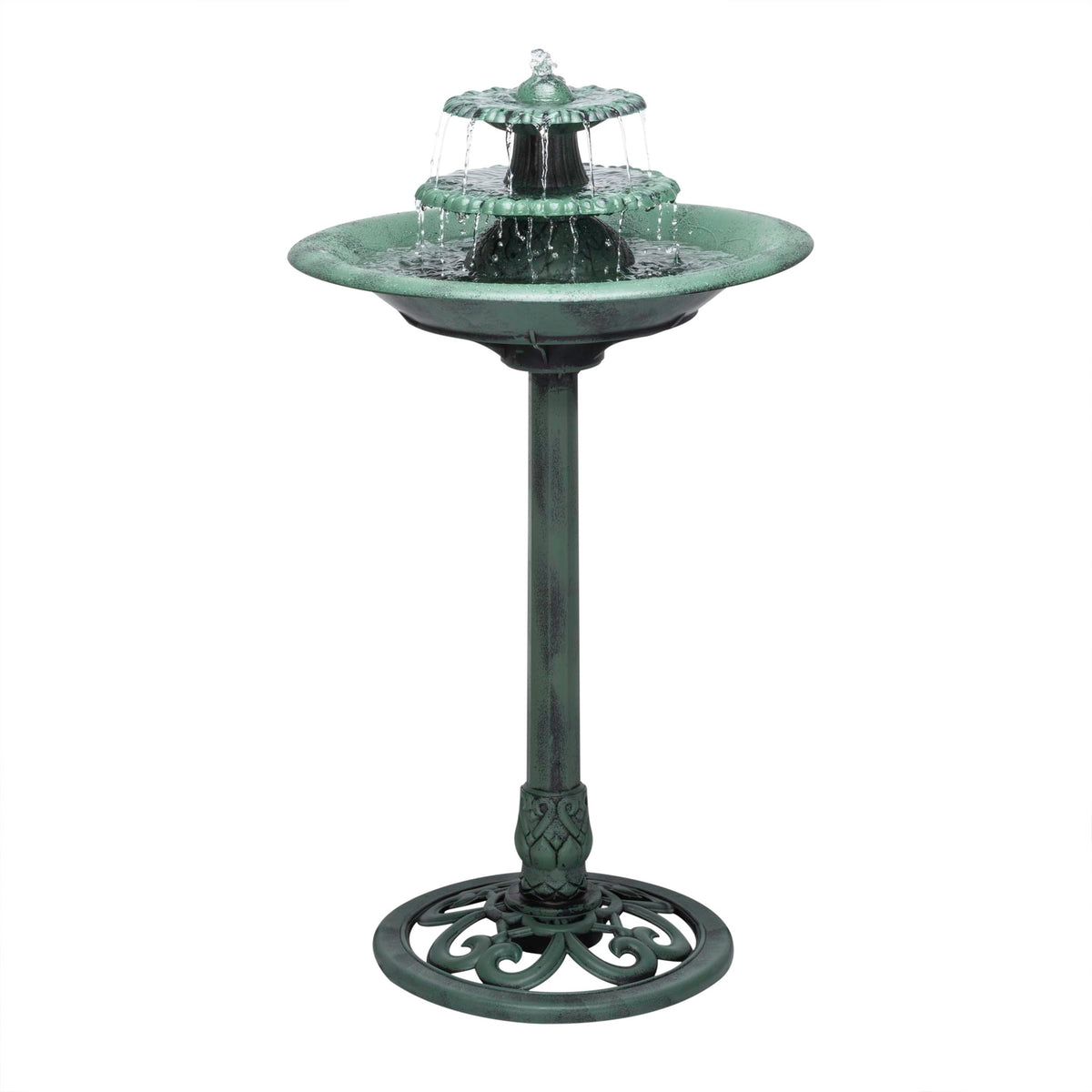 Alpine Corporation 35-tall 3-tier pedestal fountain, a durable outdoor water feature.