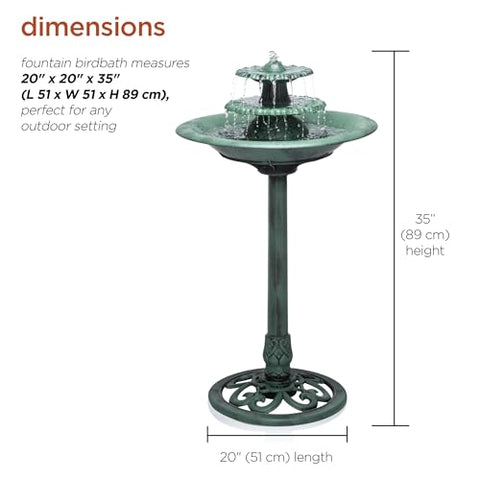 Versatile birdbath and fountain combo by Alpine enhances outdoor spaces.