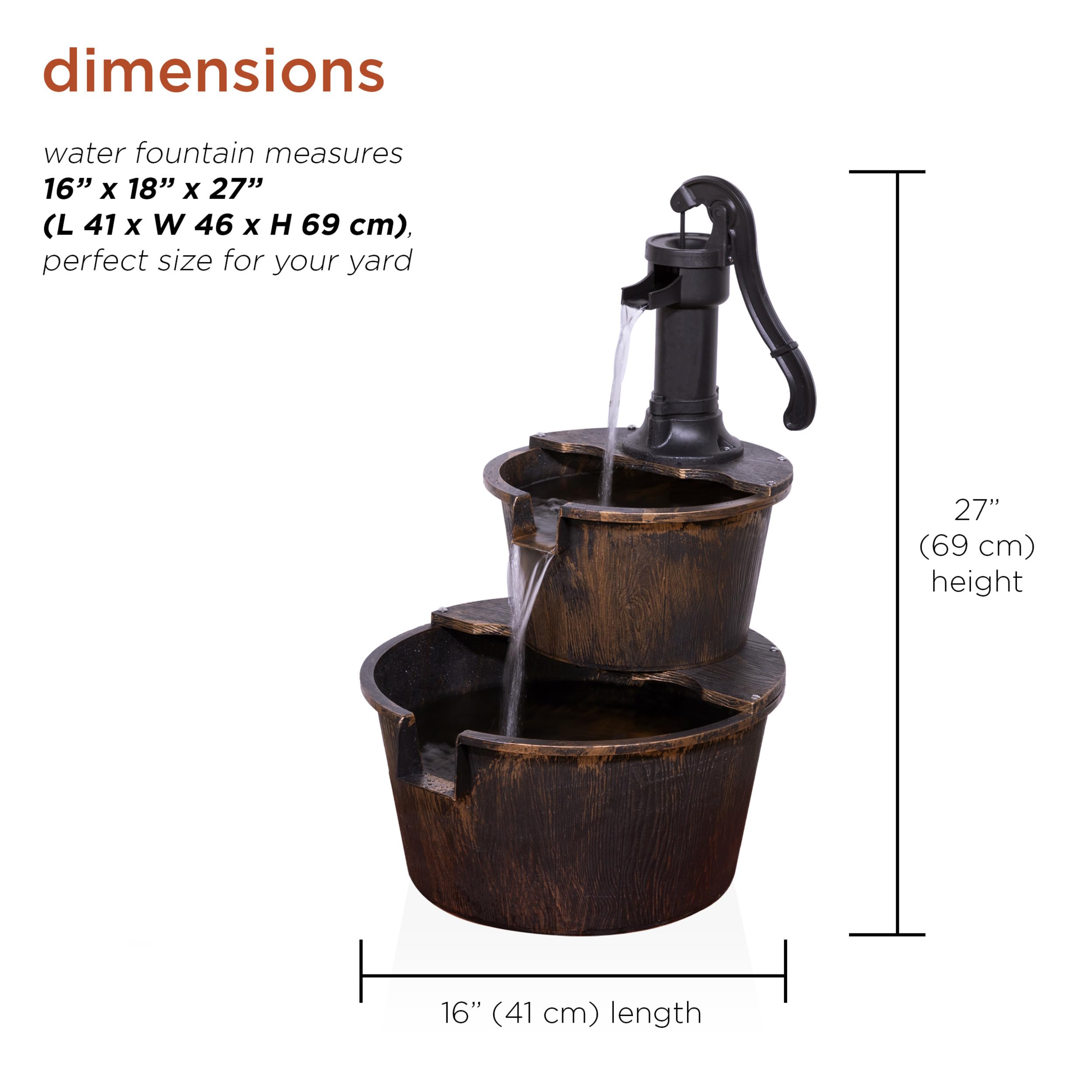 Alpine Corporation faux-wood barrel design adding country charm to outdoor space