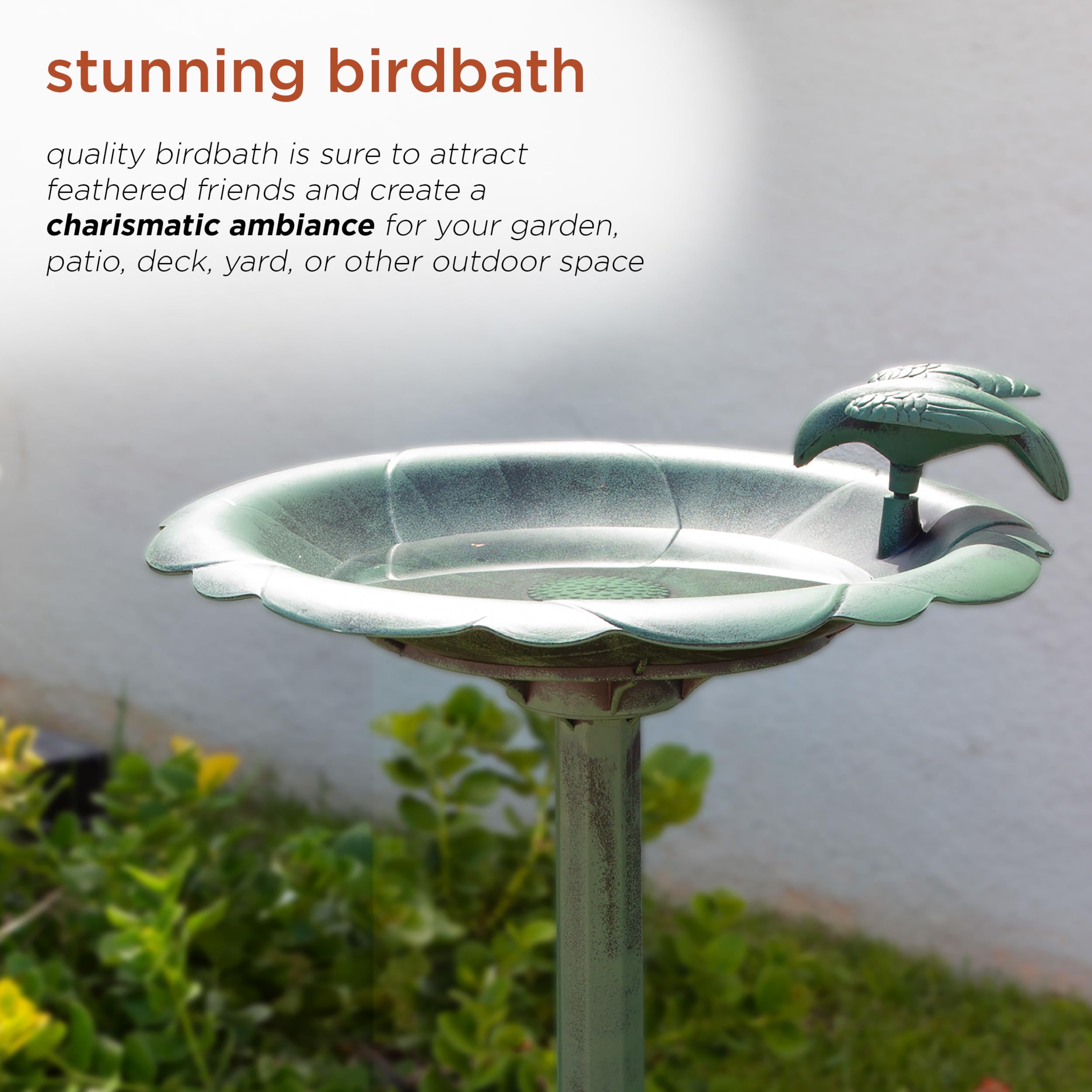 Alpine Corporation green finish blends naturally with outdoor spaces.