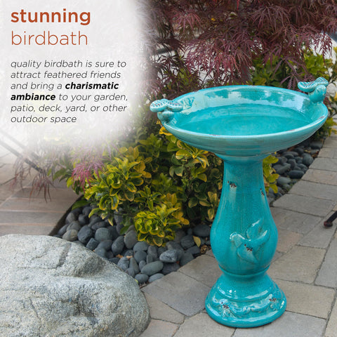 Alpine Corporation turquoise ceramic finish cleans easily for seasonal use