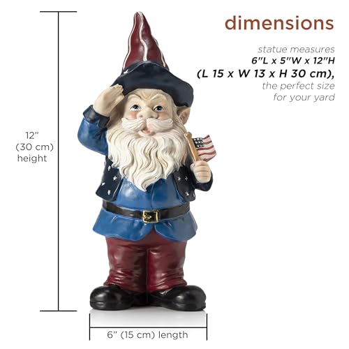 Alpine Corporation presents a weather-ready patriotic gnome for outdoor spaces.