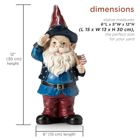 Alpine Corporation presents a weather-ready patriotic gnome for outdoor spaces.