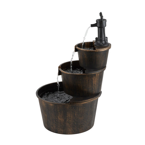 Sturdy base and weight help keep fountain stable in windy conditions